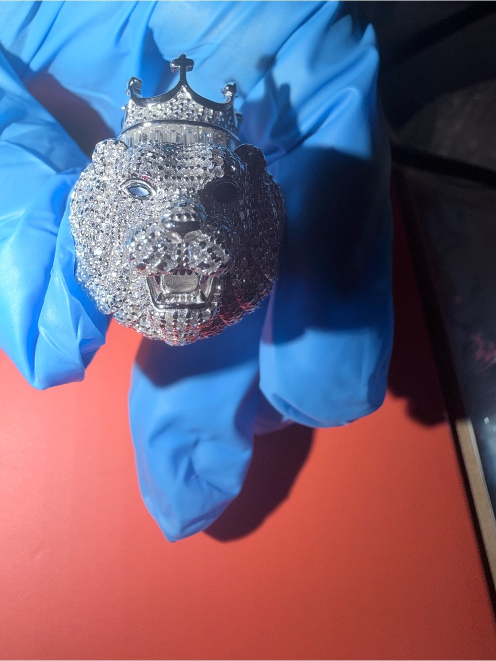 King crown lion MOISSANITE 925 solid